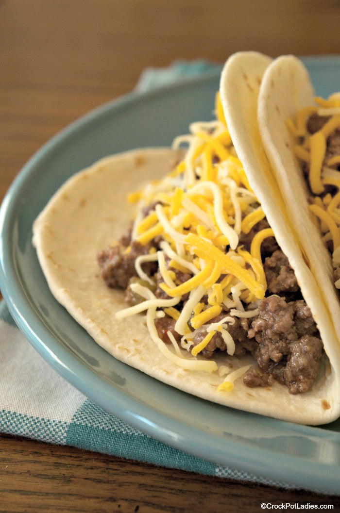 Beef & Cheese Soft Tacos w. Corn